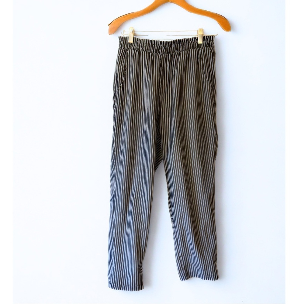 Striped Elastic Waist Tapered Blue and White Trouser PSLA- Medium